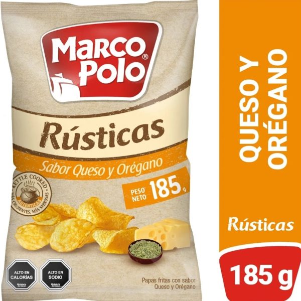 PAPAS RÚSTICAS SABOR QUESO Y ORÉGANO MARCO POLO 185 GR.