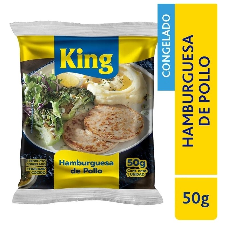 2025/07/1000769799.jpg HAMBURGUESA DE POLLO KING 5 UNIDADES 40 GR. CADA UNA - Imagen 1