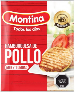HAMBURGUESA 4 UNIDADES POLLO 50 GRS. MONTINA