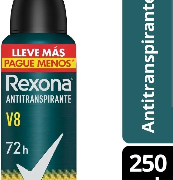 DESODORANTE AEROSOL REXONA V8 72 h 250 ML.