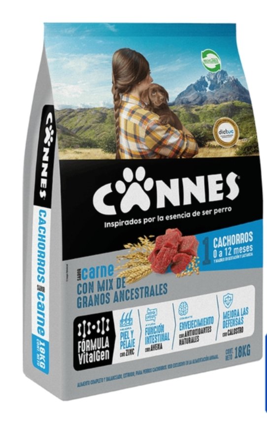 2025/09/1000232698.jpg CANNES CACHORRO CARNE LECHE 18 KILOS MASCOTA PERRO - Imagen 1