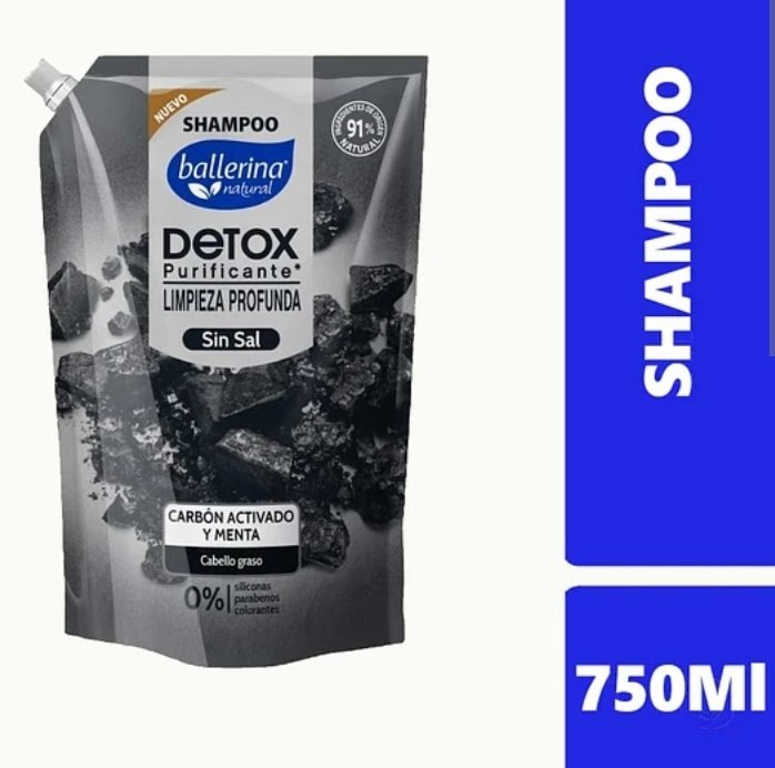 2025/10/1000197031.jpg SHAMPOO CARBÓNACTIVADO Y MENTA BALLERINA 750 ML. - Imagen 1