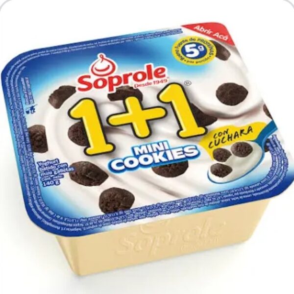MINI COOKIES CON CUCHARITA SOPROLE 1+1  140 GRAMOS