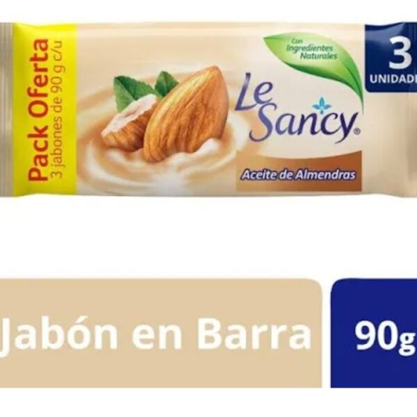 JABÓN LE SANCY 3 UNIDADES CON ACEITE DE ALMENDRAS 90 GRAMOS