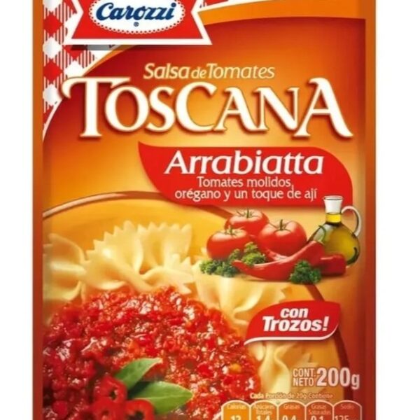 SALSA DE TOMATES TOSCANA ARRABBIATA 200 GRAMOS