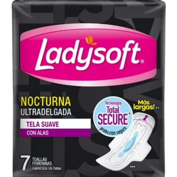 TOALLAS NOCTURNA ULTRA DELGADA 7 UNIDADES TELA SUAVE CON ALAS MORADA