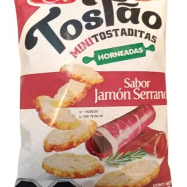 MINI TOSTADITAS TOSTAO SABOR JAMÓN SERRANO 120 GRAMO FRUNA