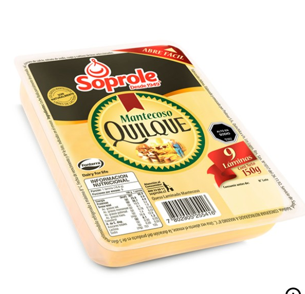 QUESO SOPROLE QUILQUE MANTECOSO LAMINADO 150 G