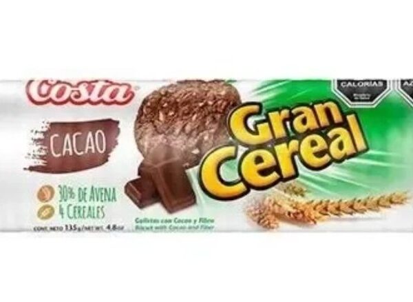 GALLETA GRAN CEREAL COSTA CACAO 135 GRAMOS