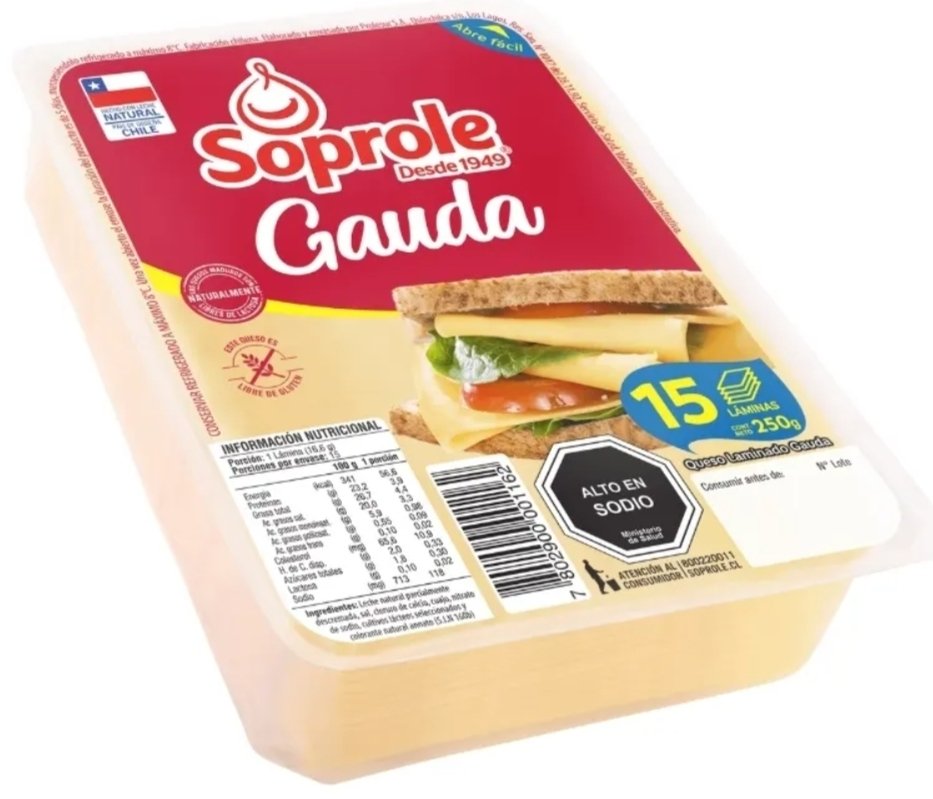 2026/08/28320.jpg QUESO SOPROLE GAUDA 250 GR. - Imagen 1