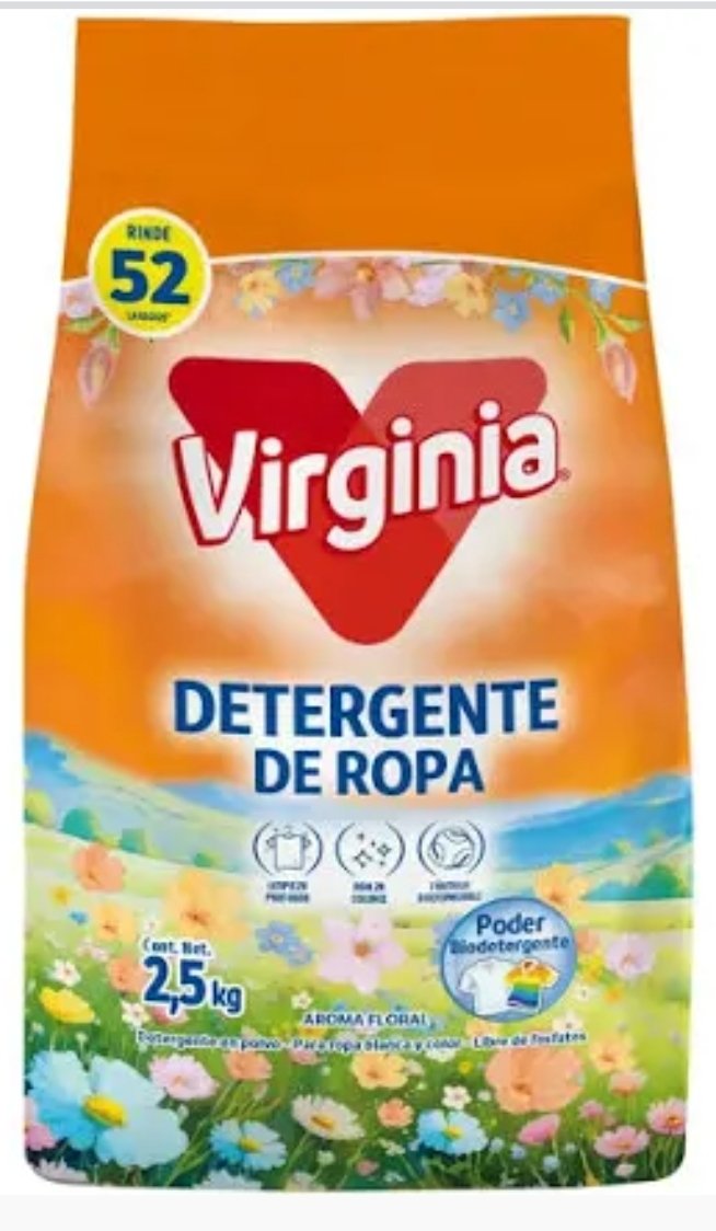 2026/09/1000786369.jpg DETERGENTE DE ROPA VIRGINIA AROMA FLORAL 2.5 KG - Imagen 1